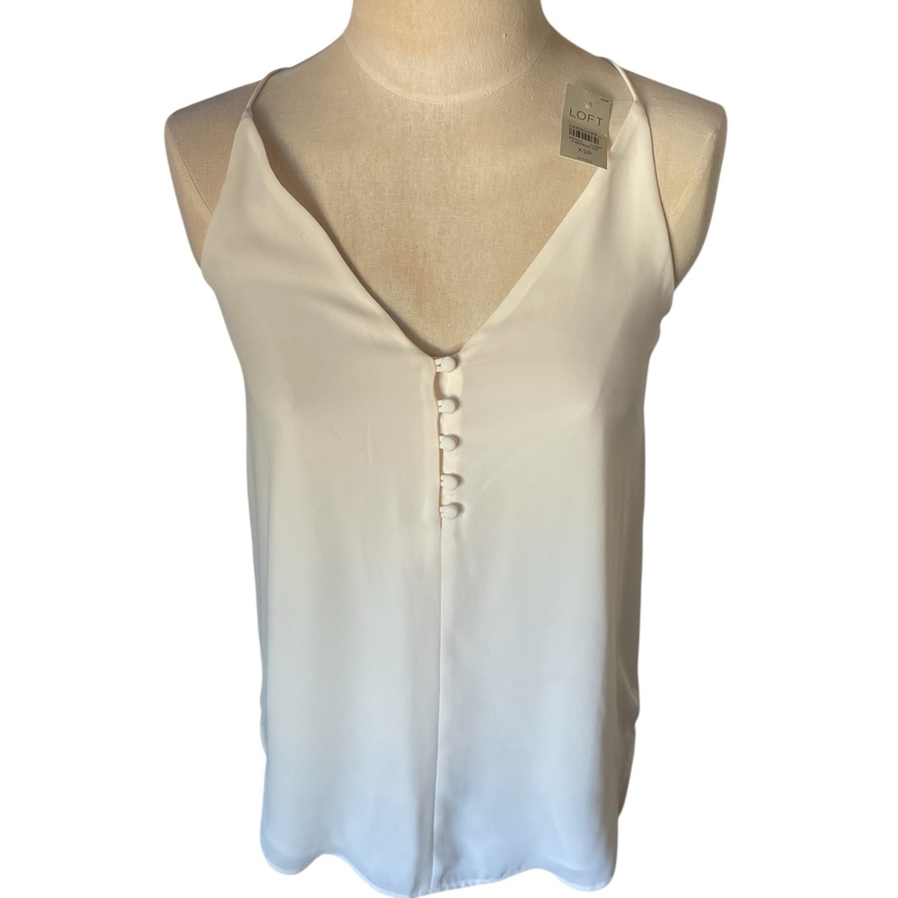LOFT Cream Fitted Sleeveless Camisole